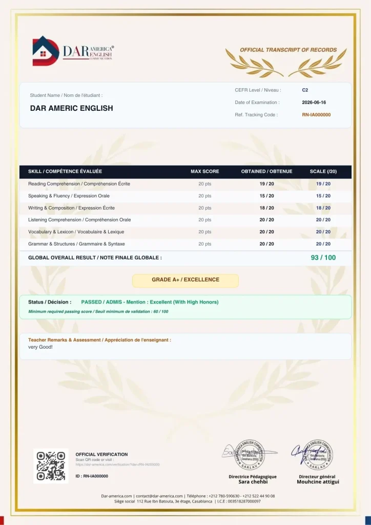 dar america - cours d'anglais - centre d'anglais - centre de langue casablanca - cours en ligne anglais
